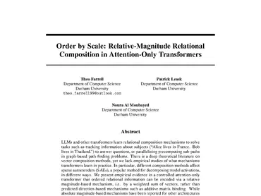 Order by Scale: Relative-Magnitude Relational Composition in Attention-Only Transformers