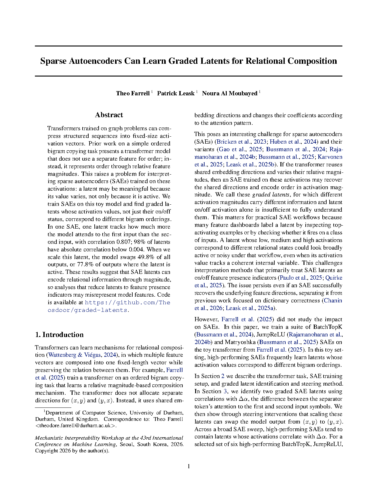 Sparse Autoencoders Can Learn Graded Latents for Relational Composition