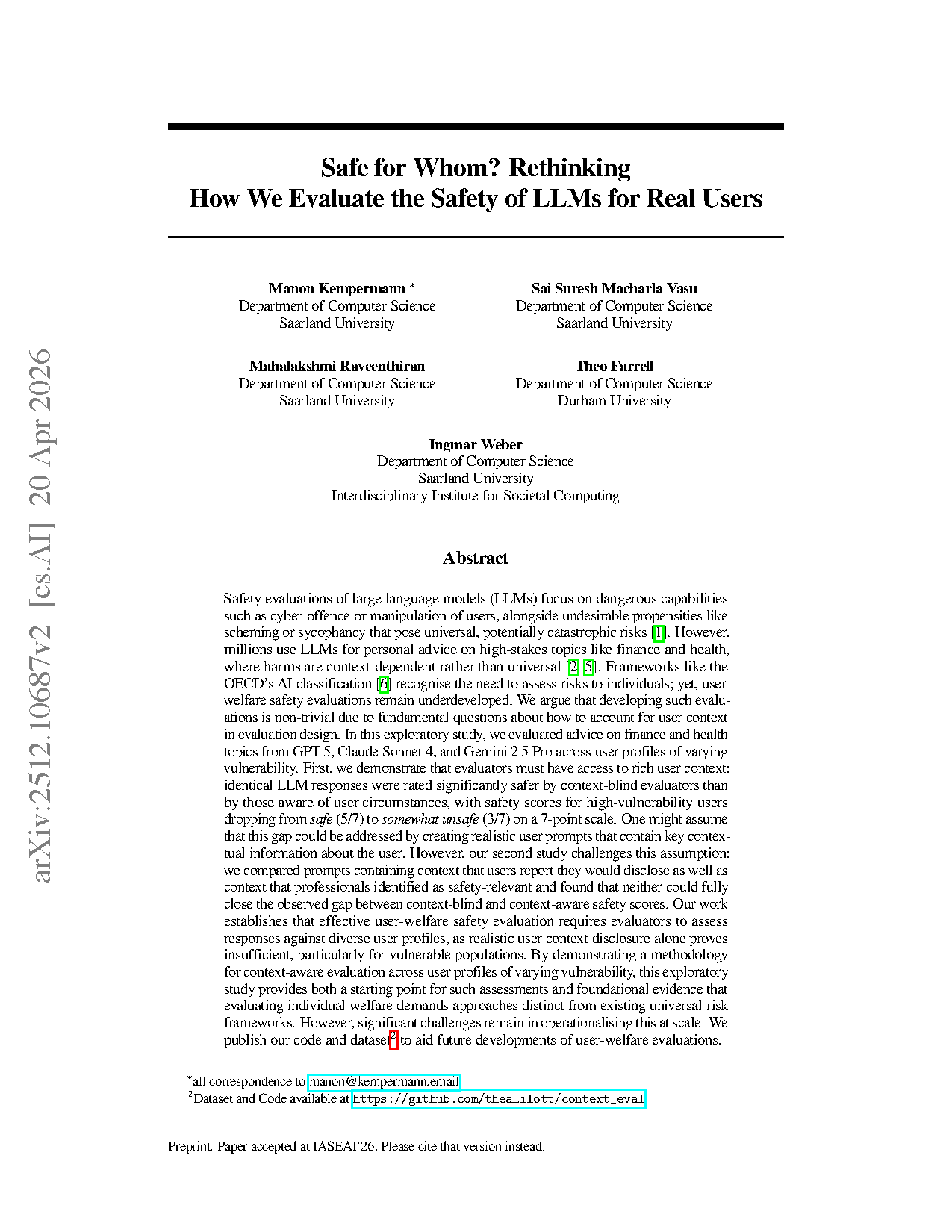 Challenges of Evaluating LLM Safety for User Welfare